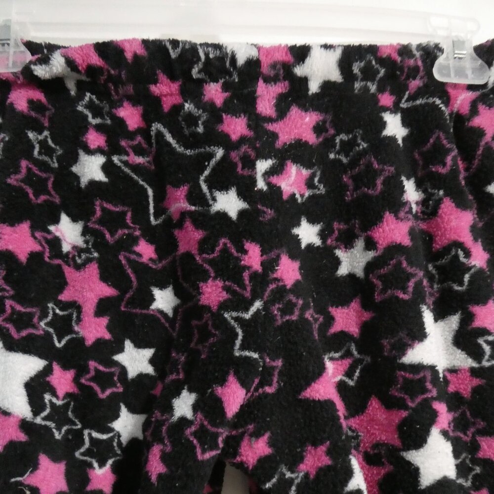 725 ORIGINALS | small | Black Fleece Pajama - Lounge Pants | Pink & White Stars - Picture 11 of 16